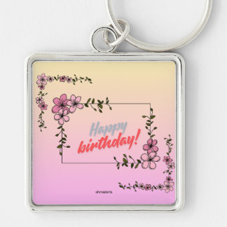 Chaveiro Pulse de Aniversário Floral Quadrado