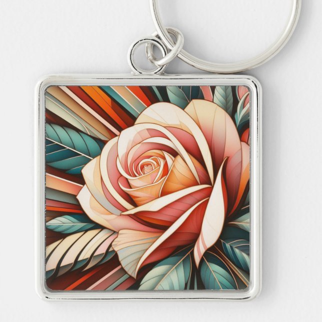 Chaveiro Pulseira Chave Rosácea Art Déco (Frente)