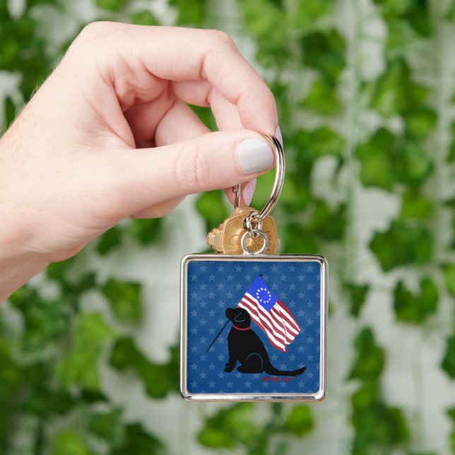 Chaveiro Pulseira com Bandeira Americana Labrador Preto Pat (Mão)