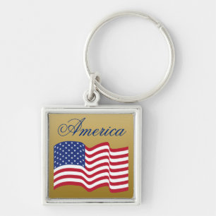 Chaveiro Pulseira com Bandeira Americana Patriótica