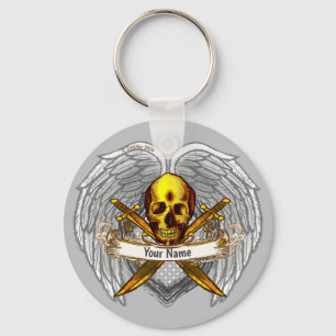 Chaveiro Pulseira com Caveira de Guerreiro Gótico