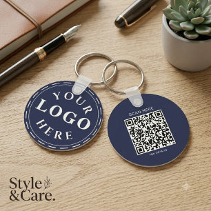 Chaveiro Pulseira com Código QR e Logotipo Azul Marinho