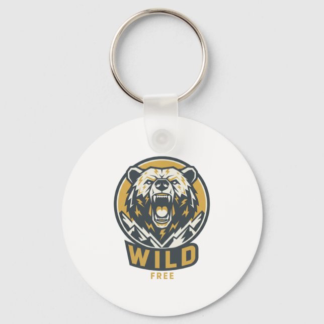 Chaveiro Pulseira com Emblema de Urso SELVAGEM & LIVRE  (Frente)
