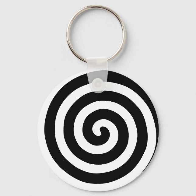 Chaveiro Pulseira com Espiral Concêntrica em Preto e Branco (Frente)