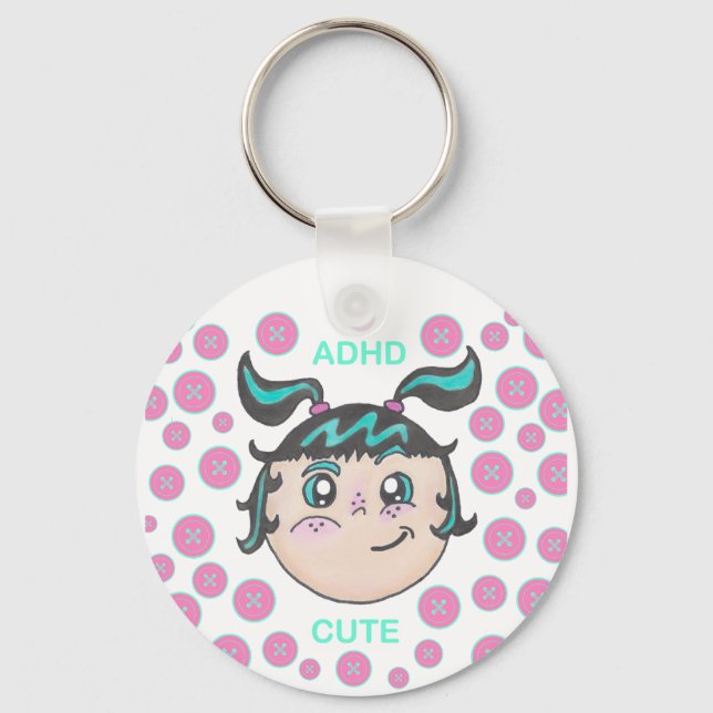 Chaveiro Pulseira com ilustração "ADHD Cute" (Frente)