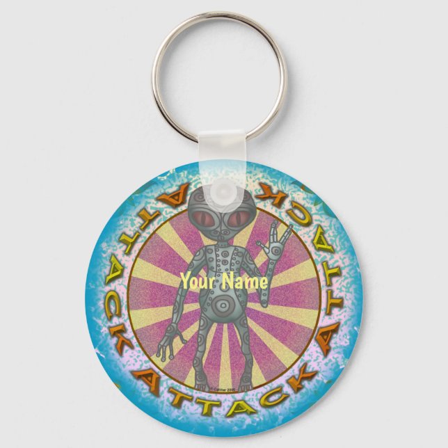 Chaveiro Pulseira com nome personalizado Ataque Alienígena  (Frente)