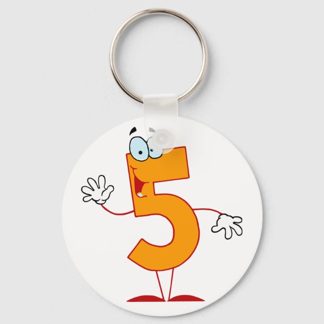 Chaveiro Pulseira com Número 5 Laranja (Frente)