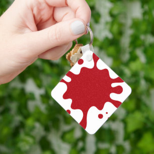 Chaveiro Pulseira com Pintura Personalizada Branca e Vermel