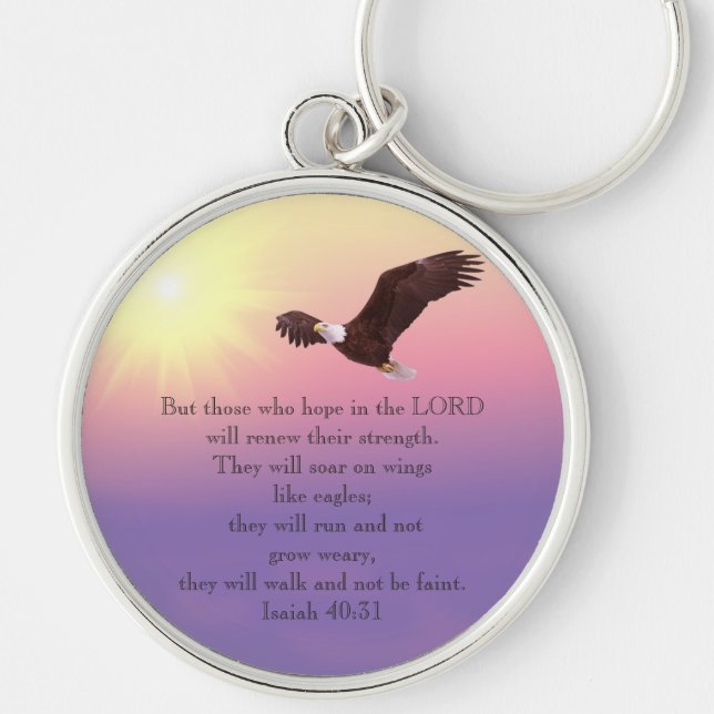 Chaveiro Pulseira com Versículo Bíblico-Voar com Asas como  (Frente)