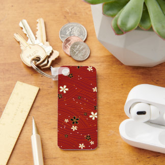 Chaveiro Pulseira de alumínio com papel washi vermelho reta