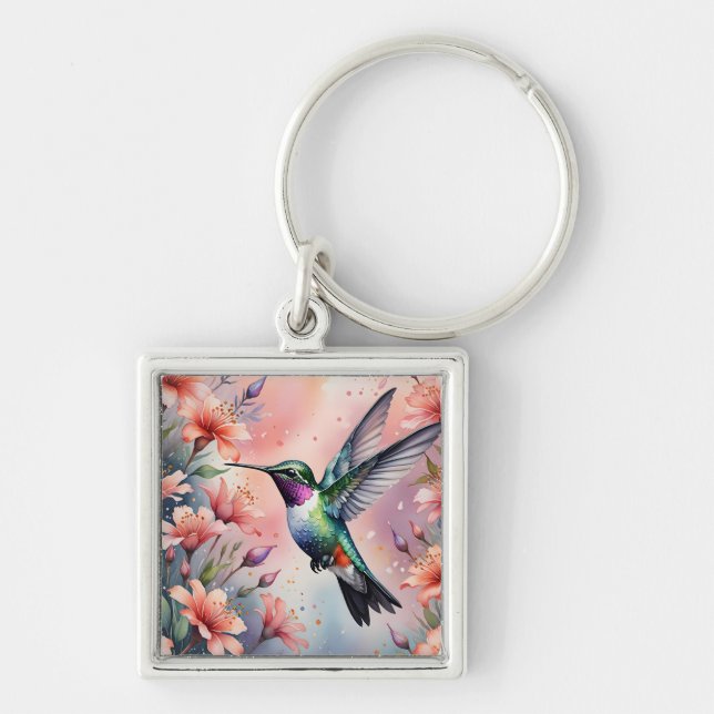 Chaveiro pulseira de beija-flor floral (Frente)