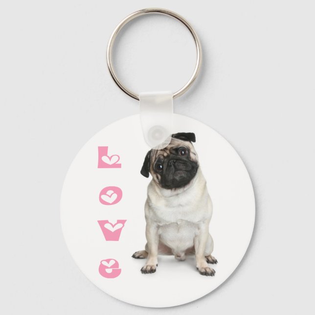 Chaveiro Pulseira de Cachorro Pug Fofinho (Frente)