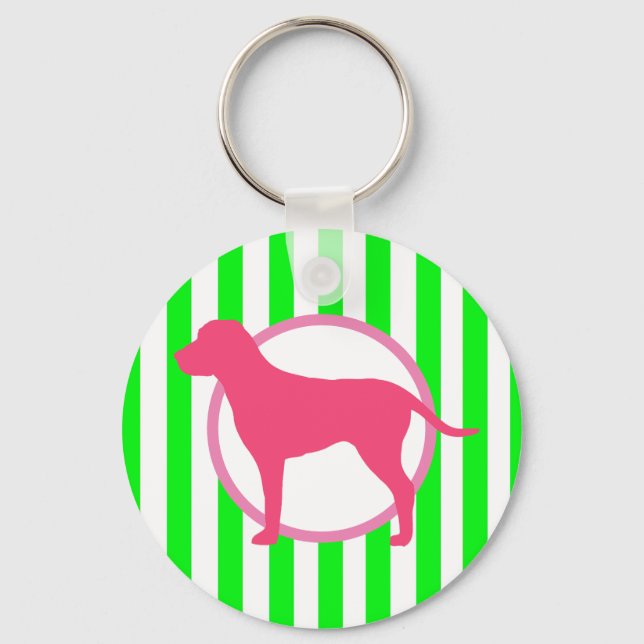 Chaveiro Pulseira de Cachorro Rosa Listrado (Frente)