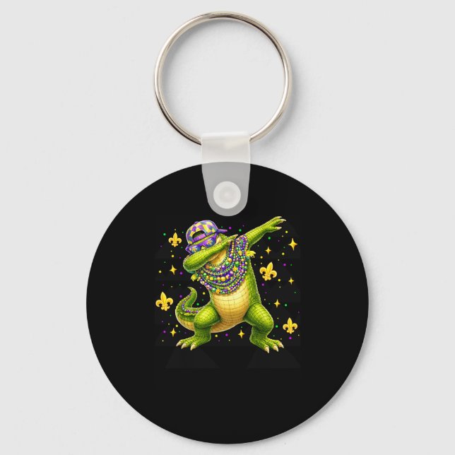 Chaveiro Pulseira de Carnaval de Jacaré Fazendo Dab Mardi G (Frente)