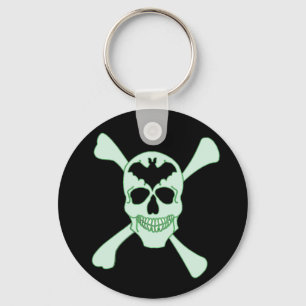 Chaveiro Pulseira de caveira e ossos cruzados verde