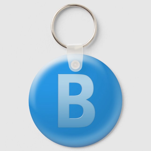 Chaveiro pulseira de chave azul fixe, letra B (Frente)