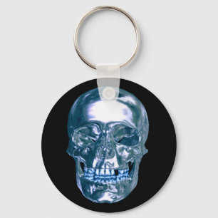 Chaveiro Pulseira de chave com caveira de cromo azul