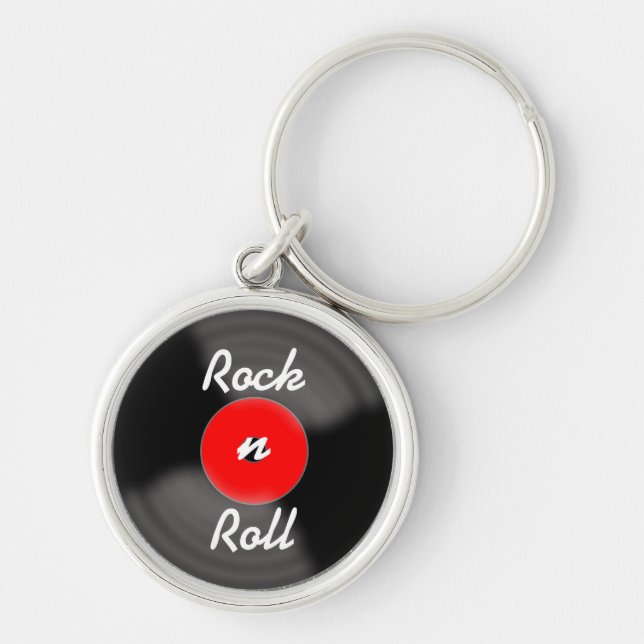 Chaveiro Pulseira de chave com disco de Rock Vermelho  (Frente)