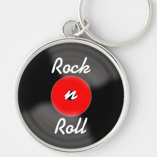Chaveiro Pulseira de chave com disco de Rock Vermelho  (Frente)