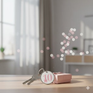 Chaveiro Pulseira de chave com laço rosa para menina de 10