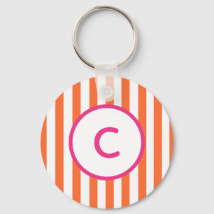 Chaveiro Pulseira de chave com monograma de faixa laranja