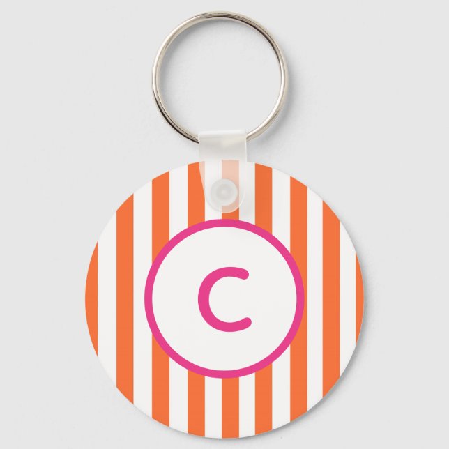 Chaveiro Pulseira de chave com monograma de faixa laranja (Frente)
