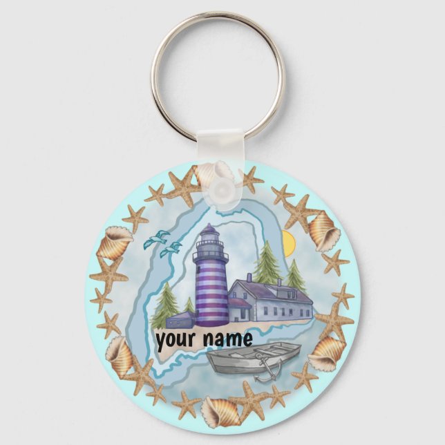 Chaveiro Pulseira de chave do farol de Maine Shells (Frente)