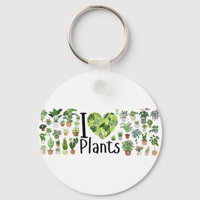 Chaveiro pulseira de chave I Heart Plants (Frente)