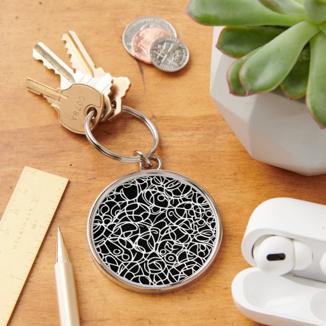Chaveiro pulseira de chave infinita preta e branca (Mesa)