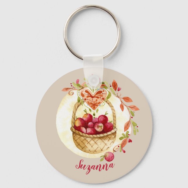 Chaveiro Pulseira de Chave Personalizada Cesta de Maçã de O (Frente)