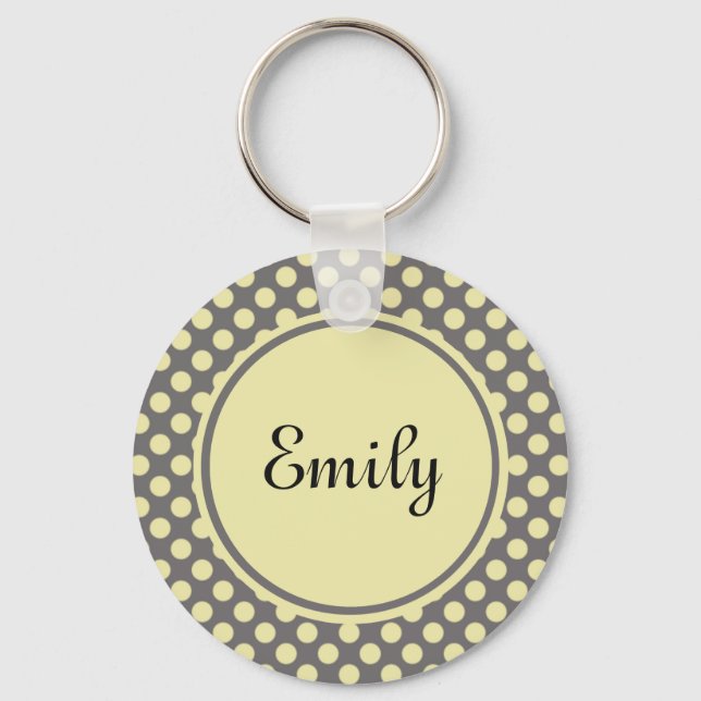 Chaveiro Pulseira de Chave Personalizada Cinza e Creme com  (Frente)