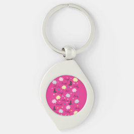 Chaveiro Pulseira de Chave Rosa | Padrão de Lótus de Força