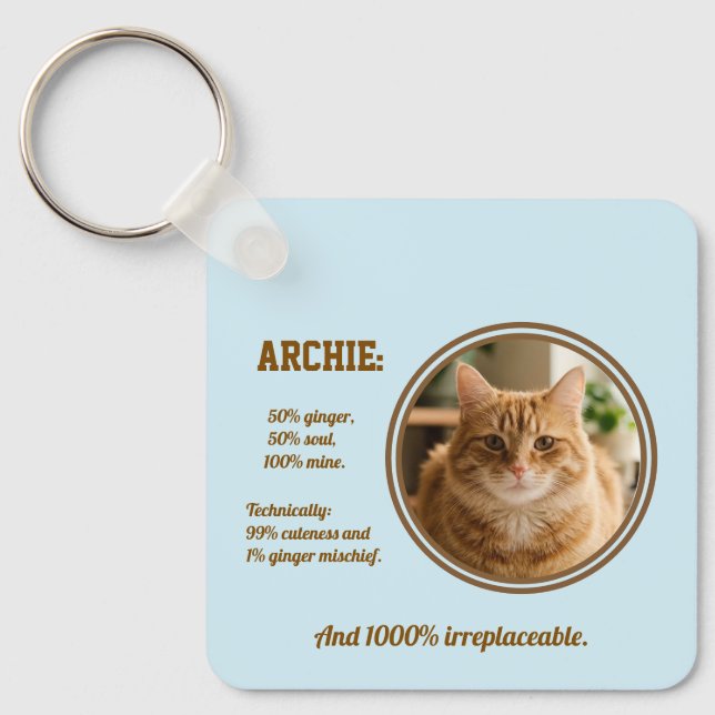 Chaveiro Pulseira de Chaves com Foto Personalizada de Gato  (Frente)