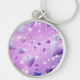Chaveiro Pulseira de Coração com Brilho Roxo