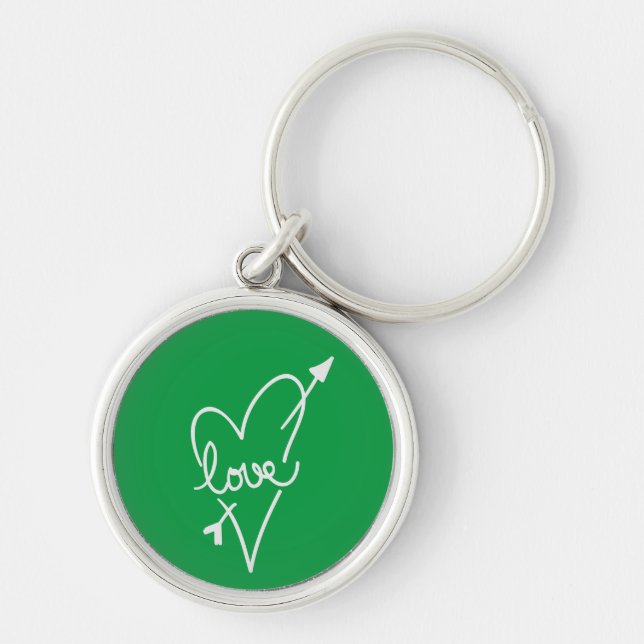 Chaveiro Pulseira de Coração de Noiva Verde e Branco (Frente)
