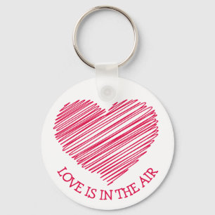 Chaveiro Pulseira de Coração Desenho à Mão Vermelho Rosa