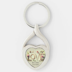 Chaveiro Pulseira de Coração em Espiral “Love Rose”