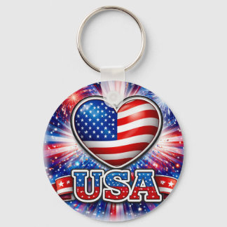 Chaveiro Pulseira de coração EUA patriota – Bandeira americ