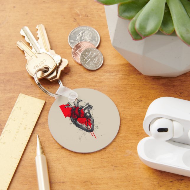 Chaveiro Pulseira de Coração Humano com Mancha Vermelha Úni (Mesa)