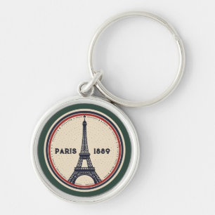 Chaveiro Pulseira de couro Torre Eiffel Vintage Paris 1889