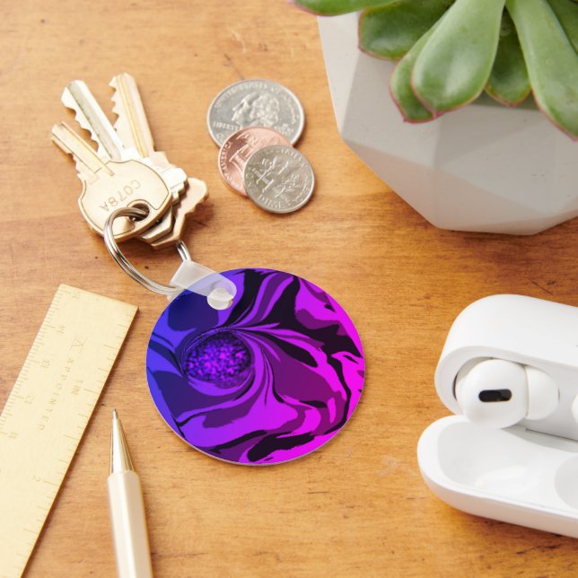 Chaveiro Pulseira de Flor Azul Roxa (Mesa)