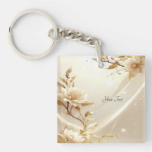 Pulseira de Flores Brancas e Douradas