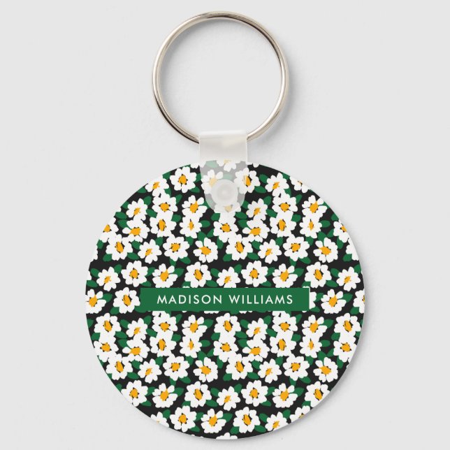 Chaveiro Pulseira de Flores Monogramadas Minimalista Modern (Frente)