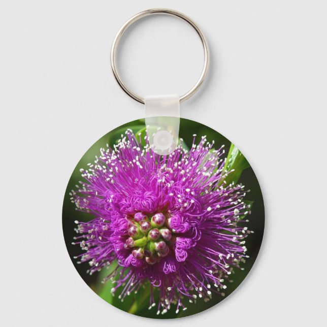 Chaveiro pulseira de flores roxas (Frente)