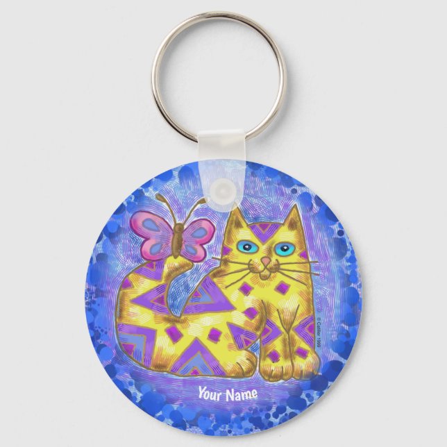 Chaveiro pulseira de gato com diamante (Frente)