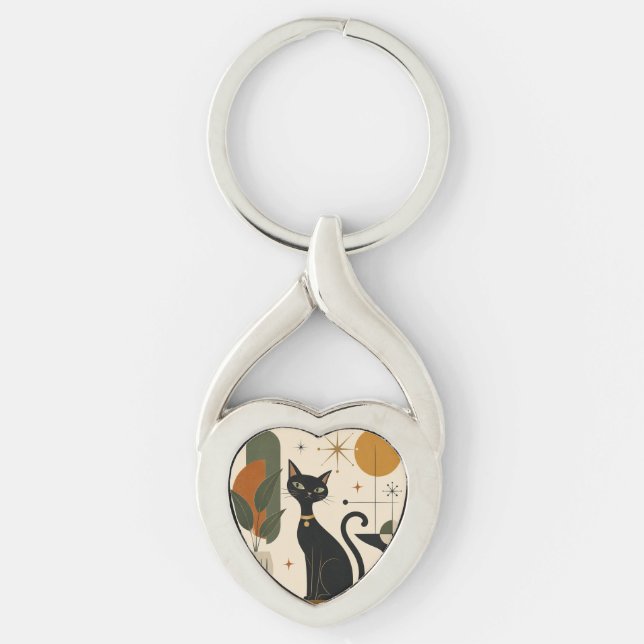 Chaveiro Pulseira de Gato Meados do Século (Frente)