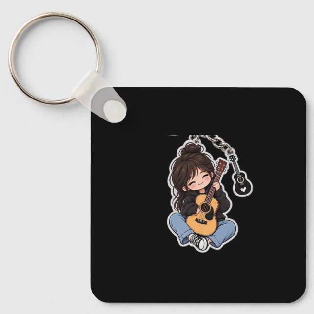 Chaveiro Pulseira de Guitarra Fofa – Presente para Amantes  (Frente)