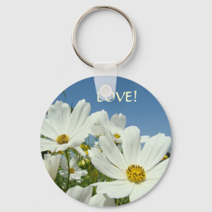 Chaveiro pulseira de LOVE FLORES DE MARGARIDA BRANCA Céu Az
