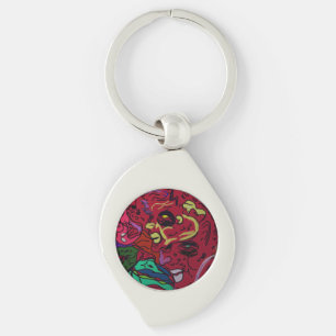 Chaveiro Pulseira de Metal Arte Galáxia da Lua Abstrata