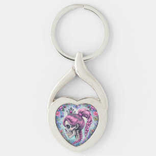 Chaveiro Pulseira de Metal Caveira da Princesa Bonita